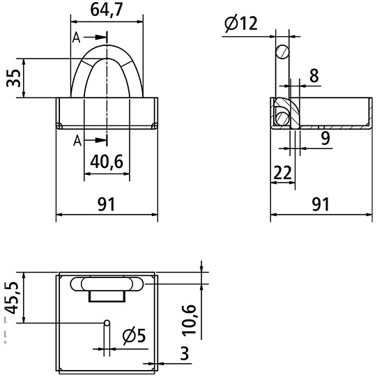 Lashing recess w/ ring, type 3803