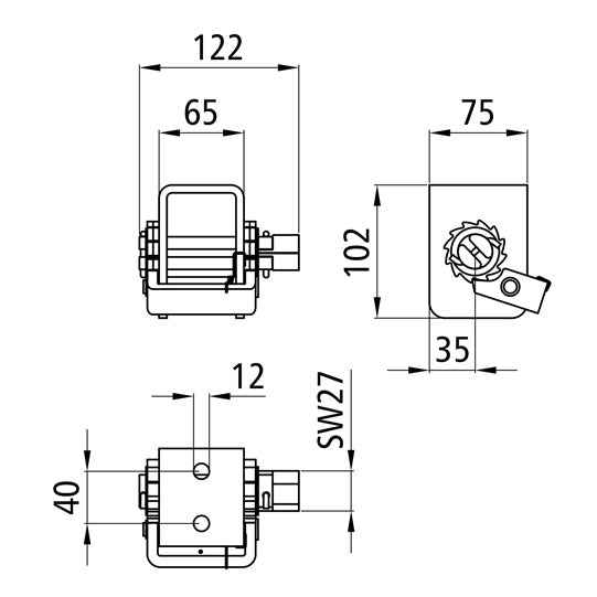 Kiristysvinssi 1880, maalattu/sinkitty, jousituella
