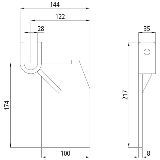 Self-aligning bearing 171, left, raw steel