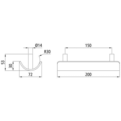 Double tarpaulin tube holder, for Ø 60 mm, untreated