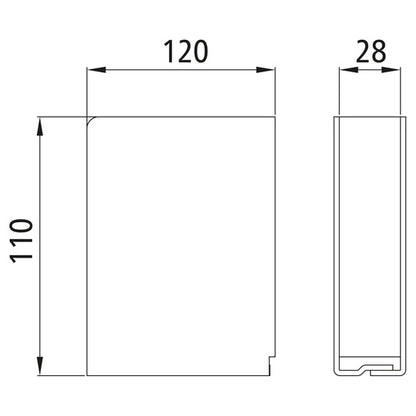 Insert pocket, closed, without hole pattern, 120x110x28 mm, raw