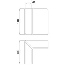 Insert pocket, corner pocket, closed, 100x110x28 mm, untreated