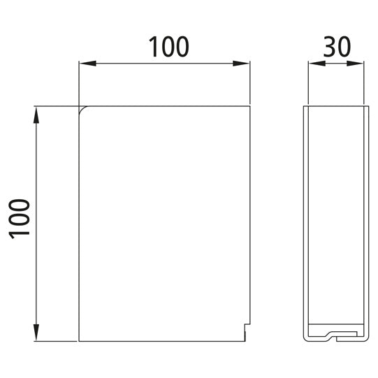 Insert pocket, closed, w/out hole pattern, 100x100x30 mm, untre