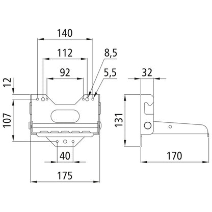 Hopfällbart steg 1501, aluminium-magnesiumlegering, 163 x 146 mm, 130