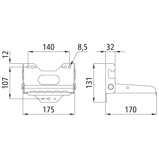 Hopfällbart steg 1501, aluminium-magnesiumlegering, 163 x 146 mm, 160