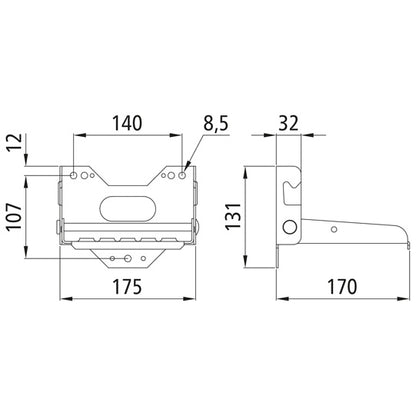 Hopfällbart steg 1501, aluminium-magnesiumlegering, 163 x 146 mm, 160