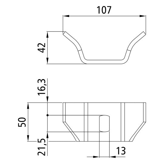 Weld-on bracket size 1, raw stl., 107 x 5 mm