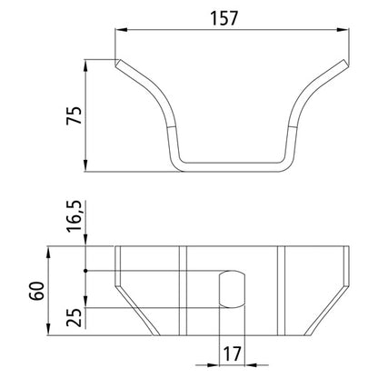 Weld-on bracket/bracket size 2, raw stl., 157 x 6 mm