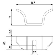 Weld-on bracket size 3, raw stl., 167 x 8 mm