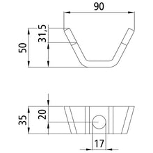 Weld-on bracket/bracket 653, raw stl., 90 mm