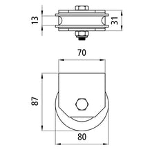 Rope pulley w/ bracket, raw, Ø 80 mm