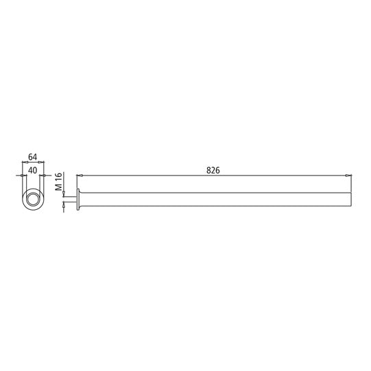 Support tube 40 x 4 x 800 mm, straight, galvanised