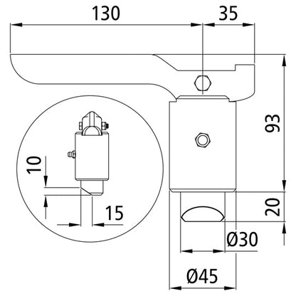 Tukijalan lukko, pultti Ø 30 mm