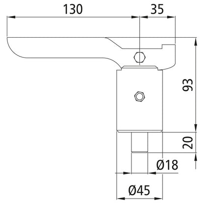 Jousilukko/tukijalan lukko, raaka, pultti Ø 18 mm