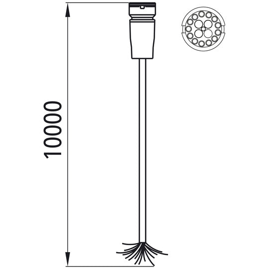 15-pin supply cable, LP30 pin housing, 10 m, open end