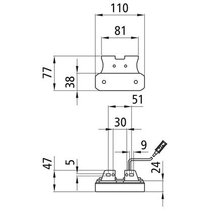 LEDpoint, 24 V, SML, 1.5 m, P&amp;R, 90° angle (C)/55 mm, OEM