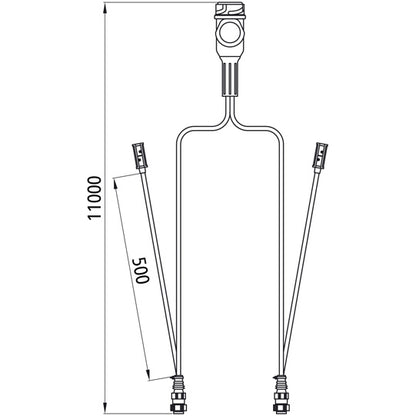 Supply cable, 12 V, 11.00 m, 13-pin plug, 5-pin bay.