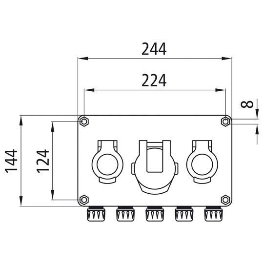 Socket outlet distributor, 3-way, for ASS