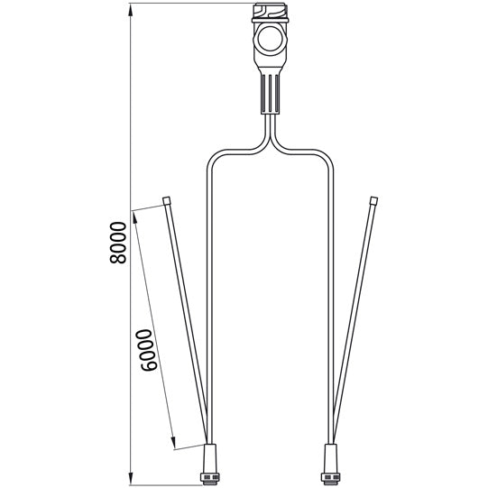 Supply cable, 13-pin plug, 2x 5-pin bay. 8000mm, 2xDC