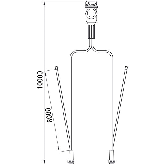 Supply cable, 13-pin plug, 2x5-pin bay. 10 m, 2 x DC