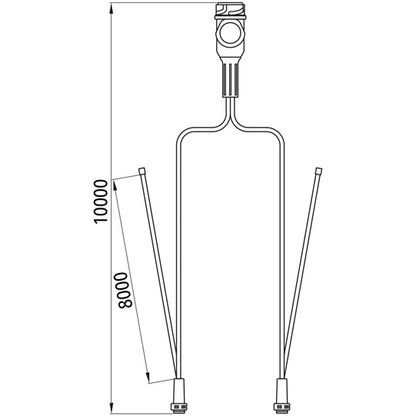 Supply cable, 13-pin plug, 2x5-pin bay. 10 m, 2 x DC