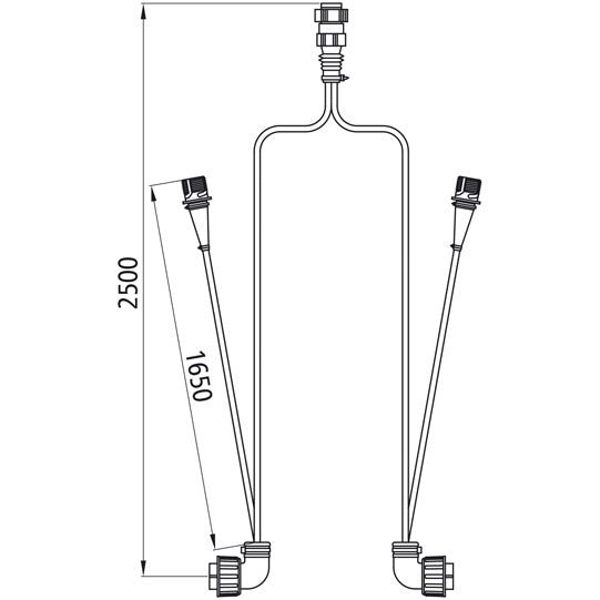 Distribution cable, 2.50 m, LM 20, 2 x 7-pin ASS