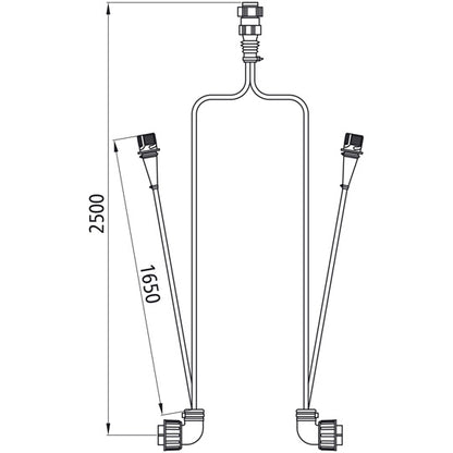 Distribution cable, 2.50 m, LM 20, 2 x 7-pin ASS