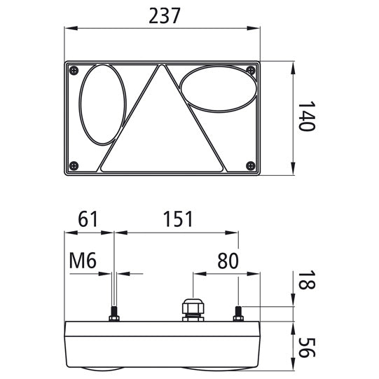 Multipoint I LED, 24 V, right, PG, with triangle