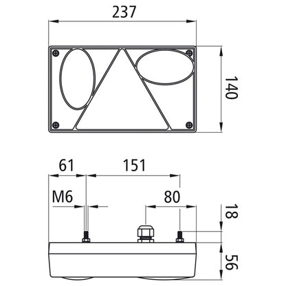 Multipoint I LED, 24 V, right, PG, with triangle