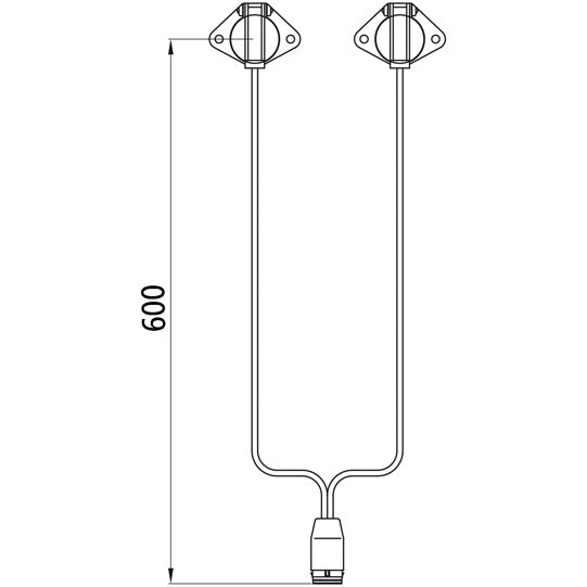 Supply cable, 2 x 7-pin socket ASS LP 20, 600 mm, OEM