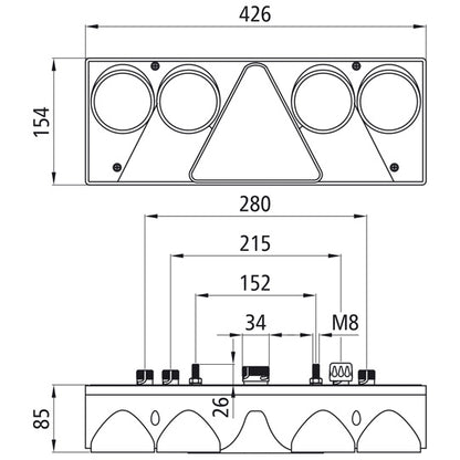 Europoint II, 24 V, left, 7-pin, 4x 2-pin, partial LED/hybrid