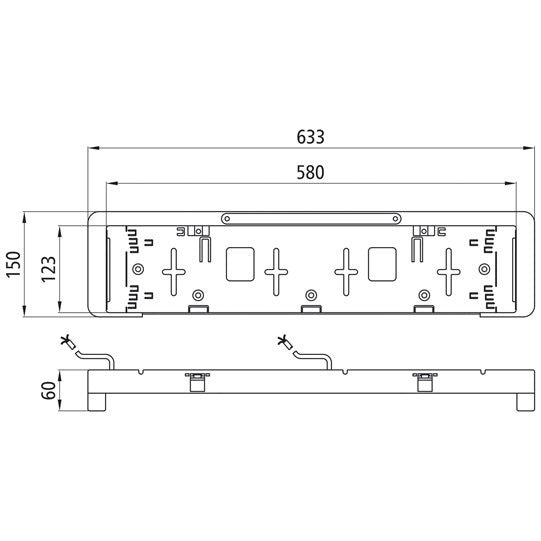 License plate holder, 24 V, 3.50 m, w/ 3rd brake light 2.00 m