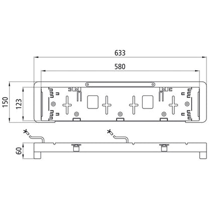 License plate holder, 24 V, 3.50 m, w/ 3rd brake light 2.00 m
