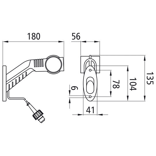 Superpoint III LED, 24 V, right, rt/ws/ge, 1.75m,2-pin ASS,OEM