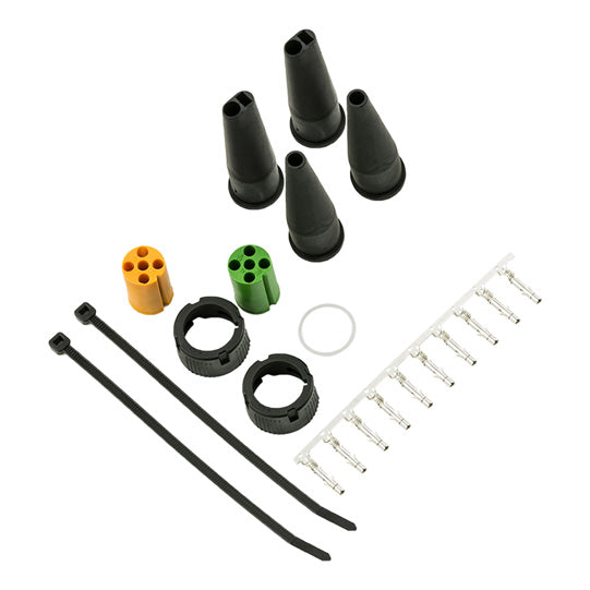 Connector set 5-pin bayonet, socket, yellow + green