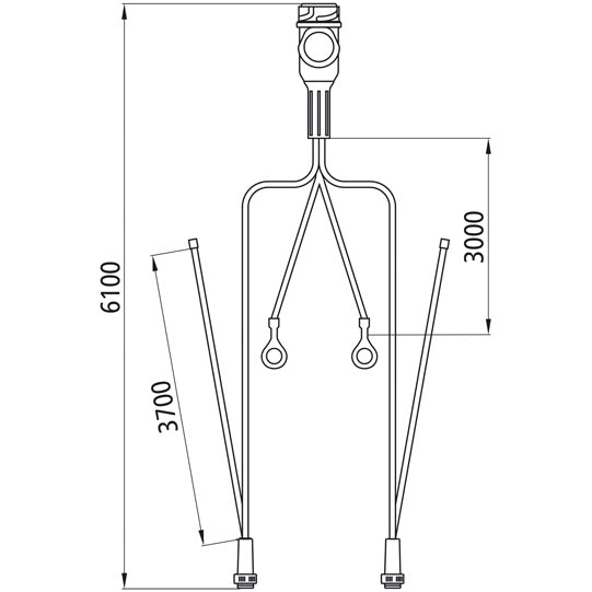 Supply cable, 13-pin plug, 2x5-pin bay. 6100 mm, 2 x DC