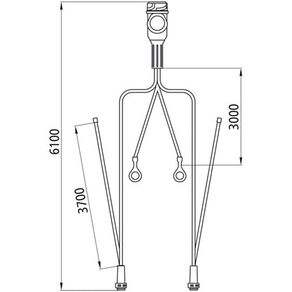Supply cable, 13-pin plug, 2x5-pin bay. 6100 mm, 2 x DC