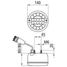 Rear fog light LED, 12/24 V, 140 mm Ø, 0.15 m, 7-pin ASS