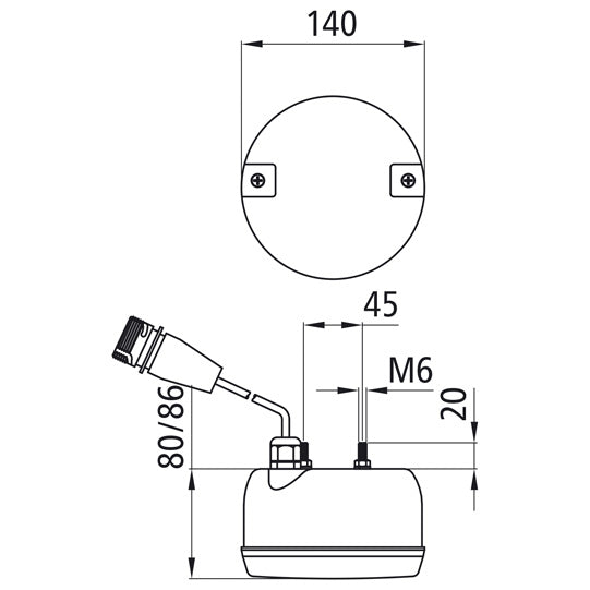 Reversing light LED, 12/24 V, 140 mm Ø, 0.15 m, 7-pin ASS, OEM