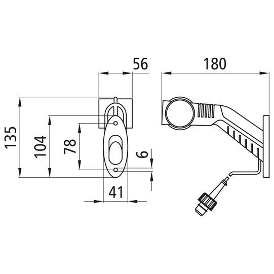 Superpoint III LED, 24 V, left, rt/ws/ge, 0.50 m, 2-pin ASS