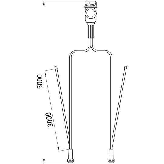 Supply cable, 13-pin plug, 2x 5-pin bay. 5000 mm, 2 x DC