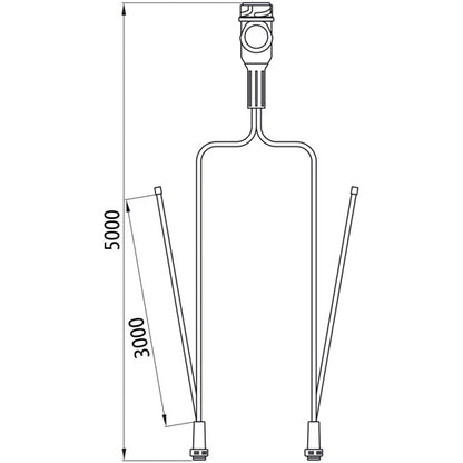 Supply cable, 13-pin plug, 2x 5-pin bay. 5000 mm, 2 x DC