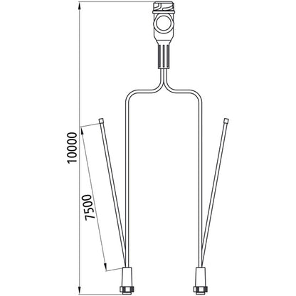 Supply cable, 13-pin plug, 2x8-pin bay. 10000 mm, 2x DC