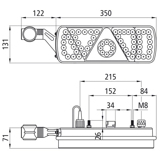 EcoLED, 24 V, left, 7-pin ASS+2x2-pin, w. LCG, w. URA