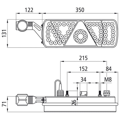 EcoLED, 24 V, left, 7-pin ASS+2x2-pin, w. LCG, w. URA