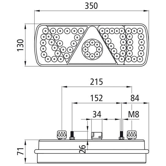 EcoLED, 24 V, left, 7-pin ASS+2x2-pin, w. delta, with LCG