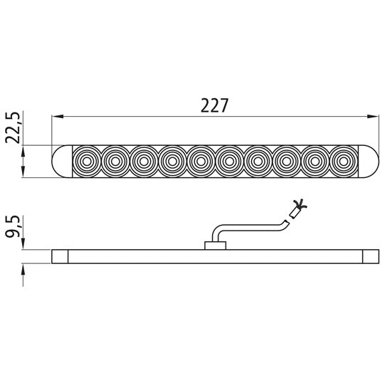 3rd stop light LED, 12 V, 0.20 m, open end