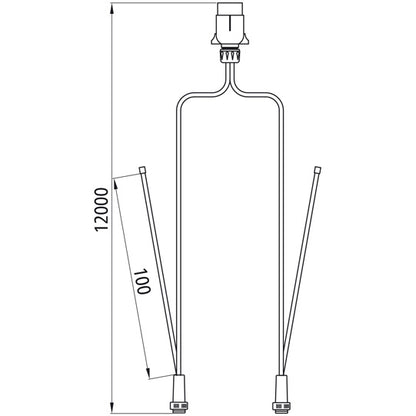 Supply cable, 7-pin plug, 2x5-pin bay. 12000 mm, 2 x DC