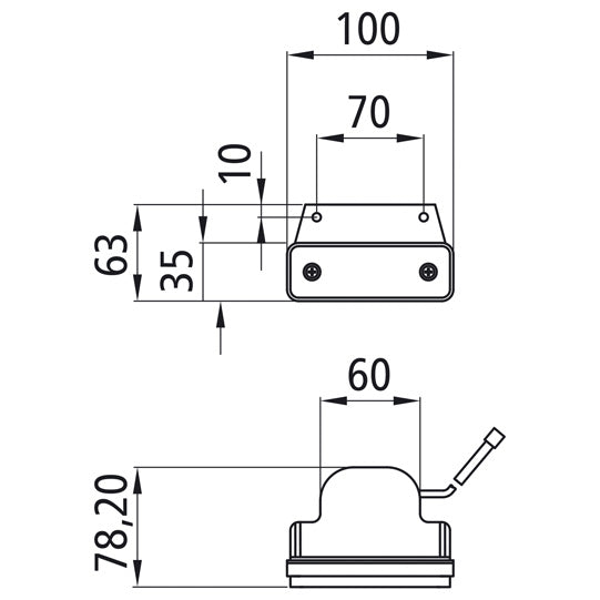 Flatpoint I LED, 12 V, SML, straight holder, 0.25 m, DC