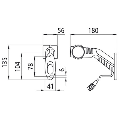 Superpoint III LED, 24 V, li, rt/ws/ge, 0.50 m, 2-pin Superseal